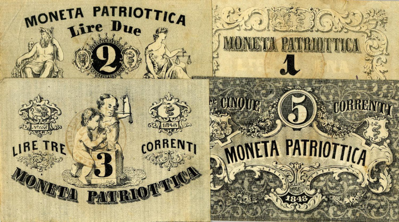 CARTAMONETA - LOMBARDO-VENETO - Moneta Patriottica di Venezia - Serie 1848 1-2-3...