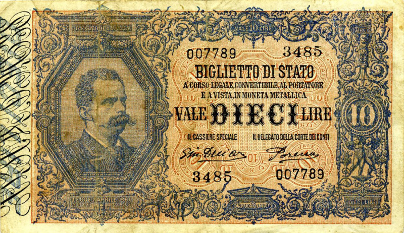 CARTAMONETA - BIGLIETTI DI STATO - Vittorio Emanuele III (1900-1943) - 10 Lire 2...