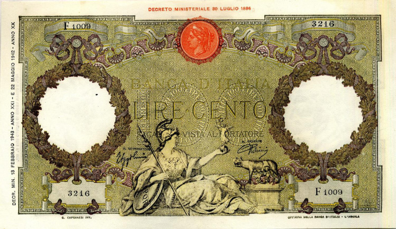 CARTAMONETA - BANCA d'ITALIA - Vittorio Emanuele III (1900-1943) - 100 Lire - Ca...