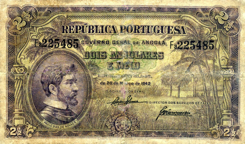 CARTAMONETA ESTERA - ANGOLA - Dominazione portoghese (1910-1975) - 2,5 Angolares...