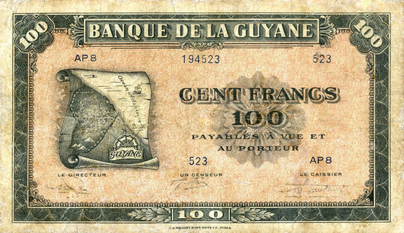 CARTAMONETA ESTERA - GUYANA - 100 Franchi Pick 13b R Restauri
MB