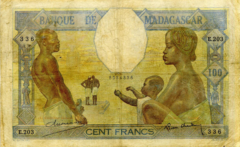 CARTAMONETA ESTERA - MADAGASCAR - Terza Repubblica (1870-1940) - 100 Franchi (19...