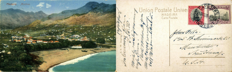 CARTOLINE ESTERE - REGIONALI Madeira, viaggiata nel 1928 da Città del Capo agli ...