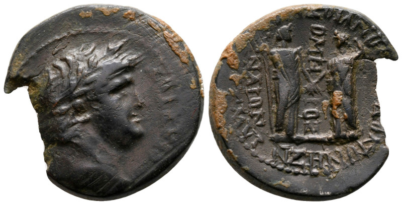 Phrygia. Laodikeia ad Lycum. Nero AD 54-68. Homonoia issue with Smyrna
Bronze Æ...