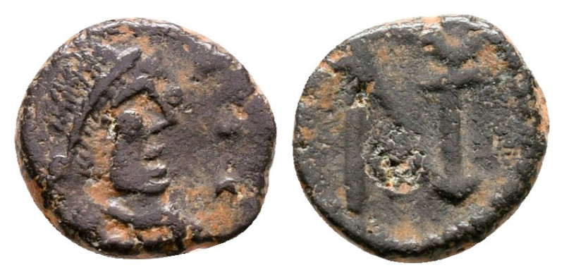 Anastasius I AD 491-518. Uncertain mint
Nummus Æ

9 mm, 0,64 g



very fi...