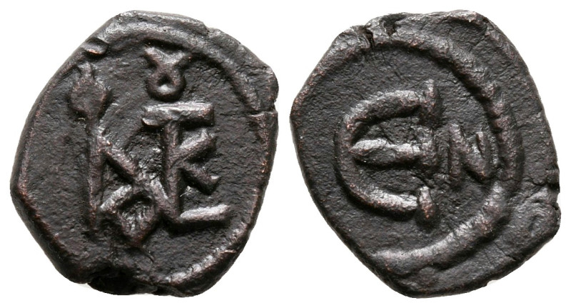 Justin II AD 565-578. Constantinople
Pentanummium Æ

15 mm, 1,93 g



ver...