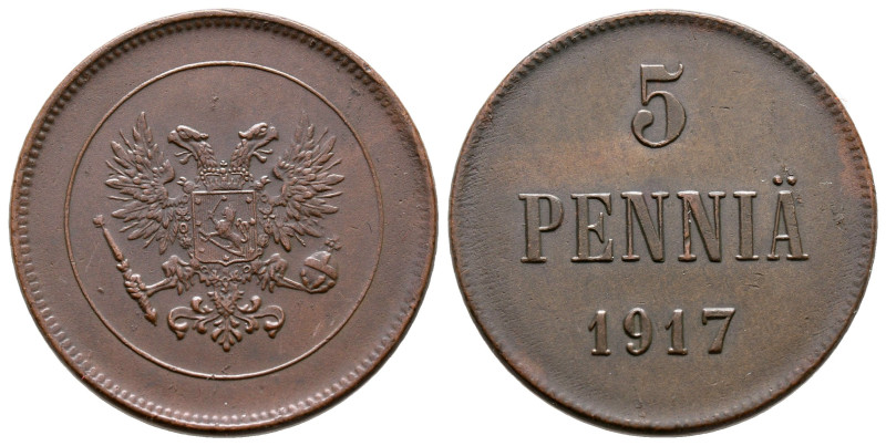 Finland. Nikolaus II of Russia AD 1894-1917.
5 Penniä CU 1917

25 mm, 6,37 g...