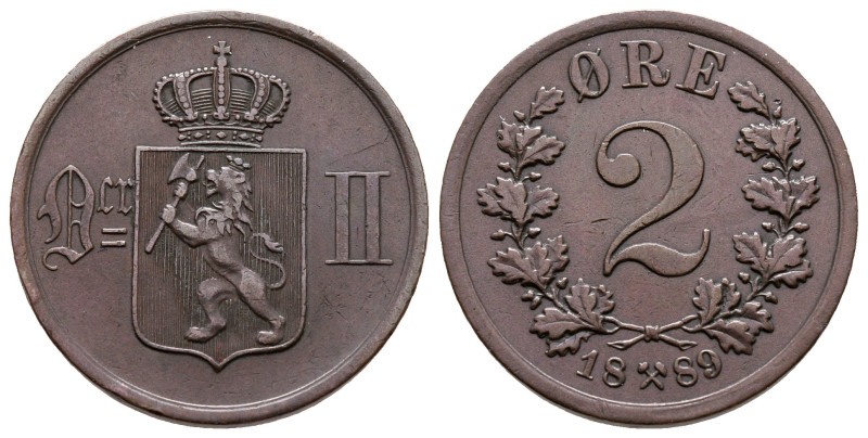 Norway. Oscar II AD 1872-1905.
2 Öre CU 1889

21 mm, 3,90 g



good very ...