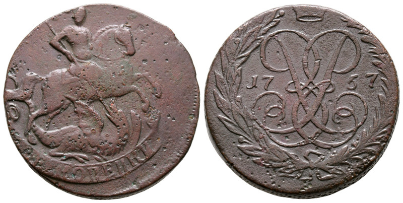 Russia. Ekaterinenburg mint. Elizabeth AD 1741-1762.
2 Kopecks CU 1757

30 mm...