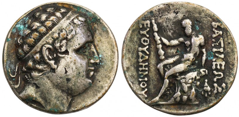 Greece, Baktria. Euthydemos I (230-200) pne AR - tetradrachma 
Aw.: Głowa króla...