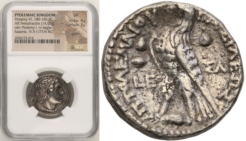 Greece, Salamis (Cypr). Ptolemeusz VI Philometor 180-145 pne AR - tetradrachma N...
