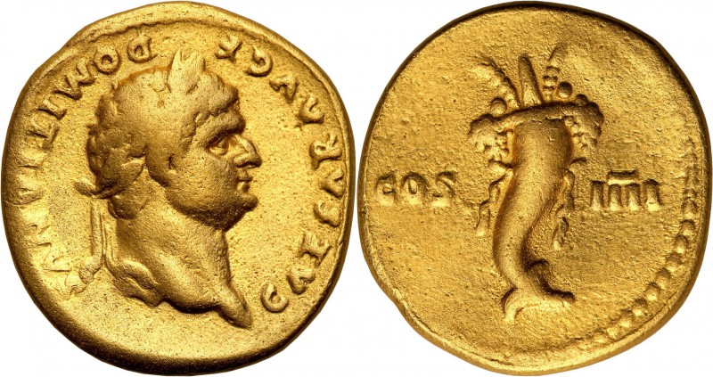 Rome, Domitian 69-81. Aureus 76 r. 
Aw.: Głowa cesarza w prawo. W otoku: CAESAR...