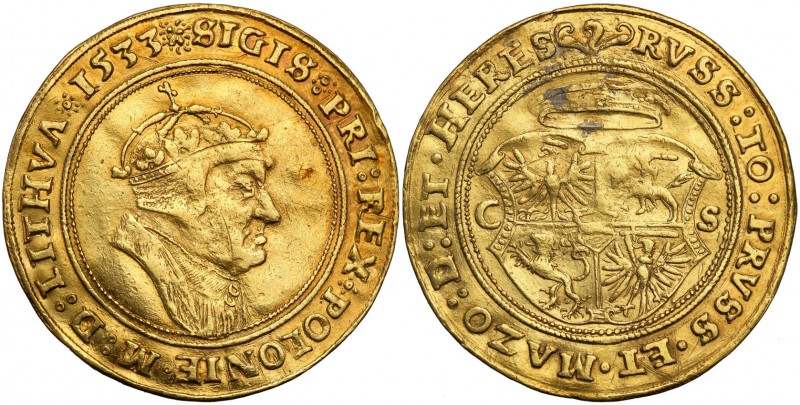 Sigismund I the Old. 2 ducats (Ducat (Dukaten)en) 1533, forgery Igla, ex. Mańkow...