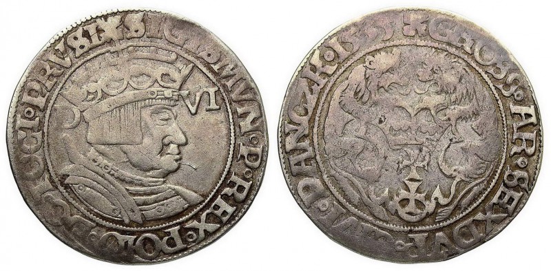 Sigismund I the Old. Szostak (6 groszy (groschen) 1535, Danzig 
Aw.: Głowa król...