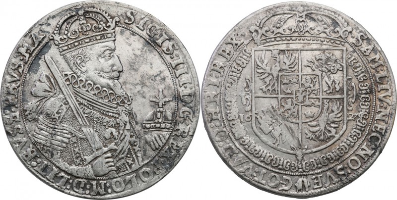 Sigismund III Vasa. Taler (thaler) 1627, Bydgoszcz 
Aw.: Półpostać króla w praw...