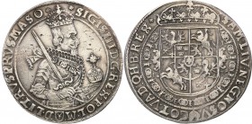Sigismund III Vasa. Taler (thaler) 1630, Bydgoszcz 
Aw.: Półpostać króla w prawo, w koronie i zbroi, z mieczem opartym o ramię i jabłkiem królewskim ...