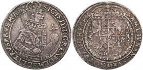 Sigismund III Vasa Taler (thaler) 1631, Bydgoszcz 
Aw.: Półpostać króla w prawo, w koronie i zbroi, z mieczem opartym o ramię i jabłkiem królewskim w...