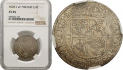 Sigismund III Vasa Ort (18 groszy) (groschen) 1620 I.I – V.E, Bydgoszcz NGC XF 45 (MAX) 
Aw.: Półpostać króla w prawo, w koronie i zbroi, z mieczem o...