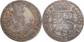 Sigismund III Vasa Ort (18 groszy) (groschen) Bydgoszcz 1621 - BEZ ozdobników 
Aw.: Półpostać króla w prawo, w koronie i zbroi, z mieczem opartym o r...