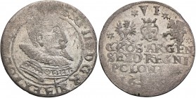 Sigismund III Vasa Szostak 6 groszy (groschen) 1601, Bydgoszcz - UNLISTED 
Aw.: Popiersie w koronie i zbroi. U dołu monogram menniczy EK (Ernest Knor...