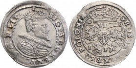Sigismund III Vasa Szostak 6 groszy (groschen) 1595, Lublin 
Aw.: Popiersie w koronie i w zbroi z szeroką krezą. W otoku: SIGI 3 D G REX POL M D LITR...