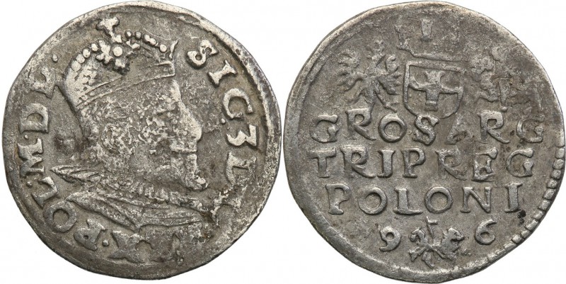 Sigismund III Vasa Trojak (3 grosze) 1596, Lublin 
Aw.: Głowa króla w prawo, w ...