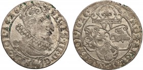 Sigismund III Vasa Szostak 6 groszy (groschen) 1626, Krakow (Cracow) – DOUBLE DATE 1626 
Aw.: Mała głowa króla w prawo, w koronie i zbroi. U dołu w n...