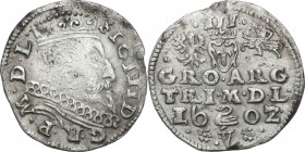 Sigismund III Vasa Trojak (3 grosze) 1602, Vilnius 
Aw.: Głowa króla w prawo, w koronie, zbroi i w krezie. W otoku: SIG III D – G R P M D LRw.: Orzeł...