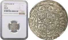 Sigismund III Vasa Poltorak 1620, Riga NGC MS64 (MAX) 
Aw.: Pod koroną tarcza herbowa.Rw.: Jabłko królewskie. Przy krzyżu data Z-0Herb Liszka von Mep...
