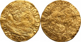 Sigismund III Vasa Ducat (Dukaten) 1610, Danzig 
Aw.: Popiersie króla w prawo, szerokiej krezie, koronie i zbroi ozdobionej na ramieniu głową lwa. W ...