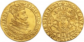 Sigismund III Vasa Ducat (Dukaten) 1623, Danzig 
Aw.: Popiersie króla w prawo, w koronie i zbroi. W otoku: SIGIS III D G REX POL M D L R PRRw.: Dwa l...