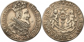 Sigismund III Vasa Ort (18 groszy) (groschen) 1623, Danzig - RARE R7 
Aw.: Popiersie w koronie i zbroi z wyłożonym krótkim koronkowym kołnierzem, na ...
