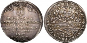 Sigismund III Vasa Taler (thaler) 1629, Torun (BRANDTALER) 
Aw.: Tarcza herbowa trzymana przez anioła wychylającego się z obłoków, siedmiowierszowy n...