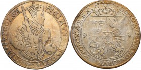Sigismund III Vasa Taler (thaler) 1594, Stockholm - RARE ERRORSIGIMVNDVS 
Aw.: Półpostać króla w prawo w koronie, z mieczem opartym o ramię i jabłkie...