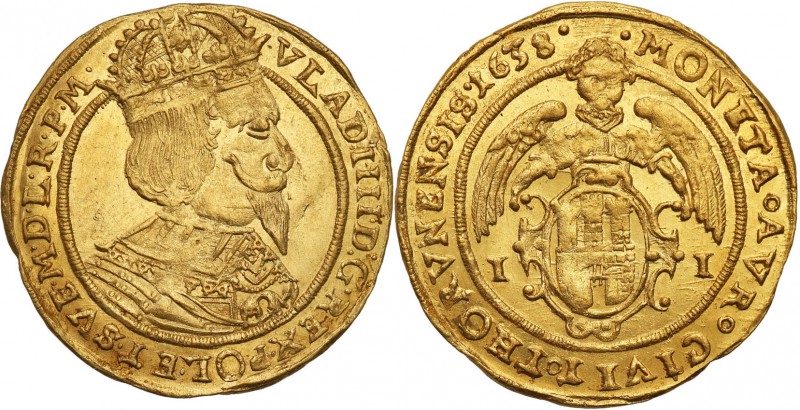 Wladyslaw IV Vasa. Ducat (Dukaten) 1638, Torun 
Aw.: Popiersie króla w koronie ...