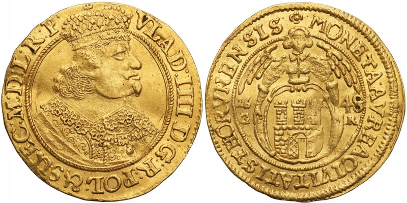 Wladyslaw IV Vasa. Ducat (Dukaten) 1648, Torun 
Aw.: Popiersie króla w prawo, w...