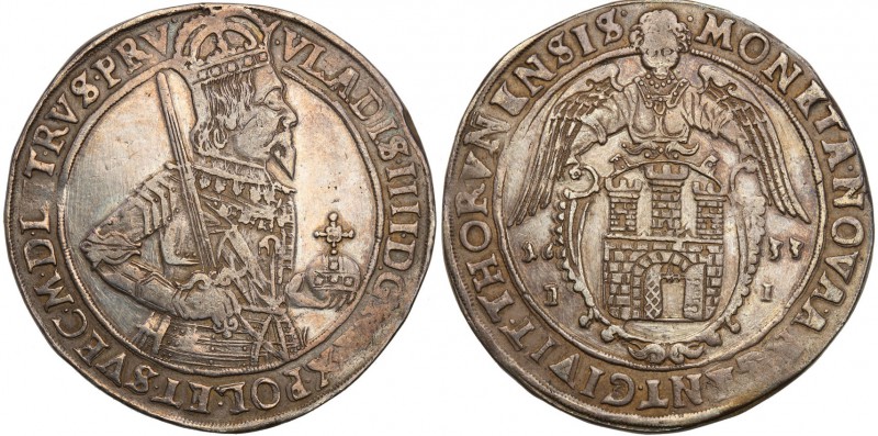 Wladyslaw IV Vasa. Taler (thaler) 1633, Torun 
Aw.: Półpostać króla w zbroi z k...
