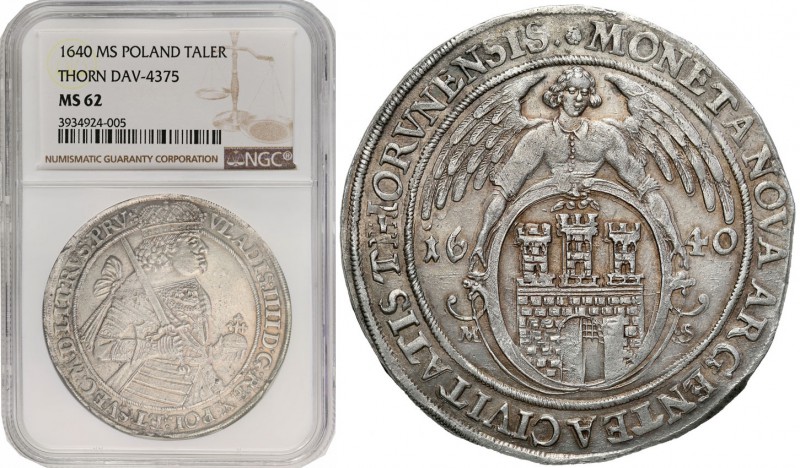 Wladyslaw IV Vasa. Taler (thaler) 1640, Torun NGC MS62 (MAX) Beautiful, ONE AND ...