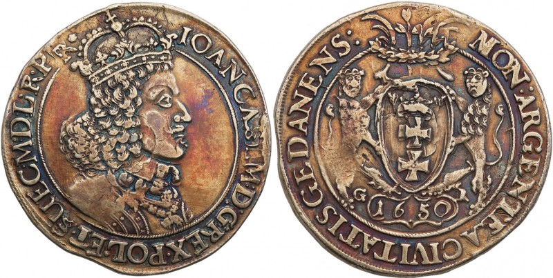 John II Casimir. Taler (thaler) 1650, Danzig 
Aw.: Popiersie króla w koronie i ...