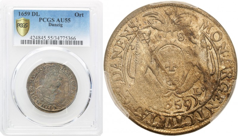 John II Casimir. Ort (18 groszy) (groschen) 1658 DL, Danzig PCGS AU58 (MAX) 
Aw...
