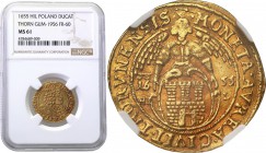 John II Casimir. Ducat (Dukaten) 1655, Torun NGC MS61 (MAX) 
Aw.: Popiersie króla w koronie i zbroi okrytej płaszczem. Na piersi Order Złotego Runa.W...