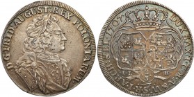 Augustus II the Strong. 2/3 Taler (thaler) (Coselgulden) 1707, Dresden 
Aw.: Popiersie króla w prawo, w wieńcu laurowym. W otoku: D G FRID AUGUST REX...