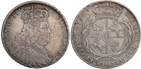 Augustus III the Sas. Half taler (thaler) 1754, Leipzig 
Aw.: Popiersie króla w prawo, w koronie i zbroi okrytej płaszczem. Na piersi Order Złotego R...