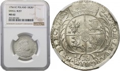 Augustus III the Sas. Ort (18 groszy) (groschen) 1756, Leipzig NGC MS62 
Aw.: Popiersie króla w prawo, w koronie i zbroi okrytej płaszczem. W otoku: ...