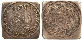 Augustus III the Sas. Szostak 6 groszy (groschen) 1761,KLIPPE, Danzig - RARE 
Aw.: Popiersie króla w prawo, w koronie i zbroi okrytej płaszczem spięt...