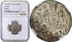 Augustus III the Sas. Szostak 6 groszy (groschen) 1763, Danzig NGC MS62 
Aw.: Popiersie króla w prawo, w koronie i zbroi okrytej płaszczem spiętym br...