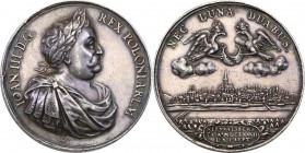 John III Sobieski. Medal for win in Vienna Sobieski 1683 r, Jan Höhn młodszy 
Aw.: Popiersie króla w zbroi antycznej. W otoku: IOAN III DG REX POLONI...