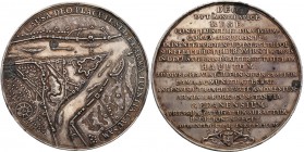 John II Casimir. Medal 1659, Danzig strucked on the recovery of the Haupt fortress, SILVER 
Aw.: Forteca pomiędzy dwoma odnogami Wisły – widok z lotu...