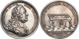 Augustus III the Sas. Award medal of the white eagle 1761, Leipzig 
Aw.: Popiersie króla w prawo w zbroi okrytej płaszczem. W otoku: AUGUSTUS III D G...