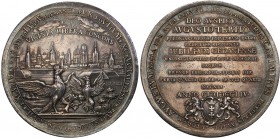 Medal 300th anniversary of the annexation of Royal Prussia to Poland 1754, SILVER 
Aw.: Orły trzymające krzyż w szponach, w tle widok Gdańska, nad mi...